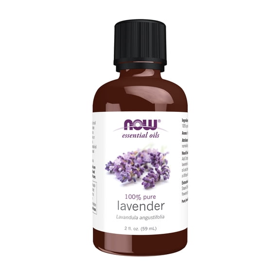 NOW Essential Oils, Lavender Oil, Soothing Aromatherapy Scent, Steam Distilled, 100% Pure, Vegan, Child Resistant Cap, 2-Ounce