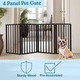 thumbnail image 3 of 4-Panel Indoor Pet Gate for Dogs and Small Pets, Foldable Freestanding Dog Fence for Stairs, Hallways, Doorways, 72 x 24 Inch Wooden Pet Barrier, Black Finish with Easy Storage Panels by PETMAKER, 3 of 6