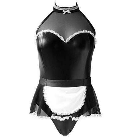 

Aayomet Lingerie Bodysuit Women Lingerie Lace Chemise Ruffle Nightgown Sleepwear Black L