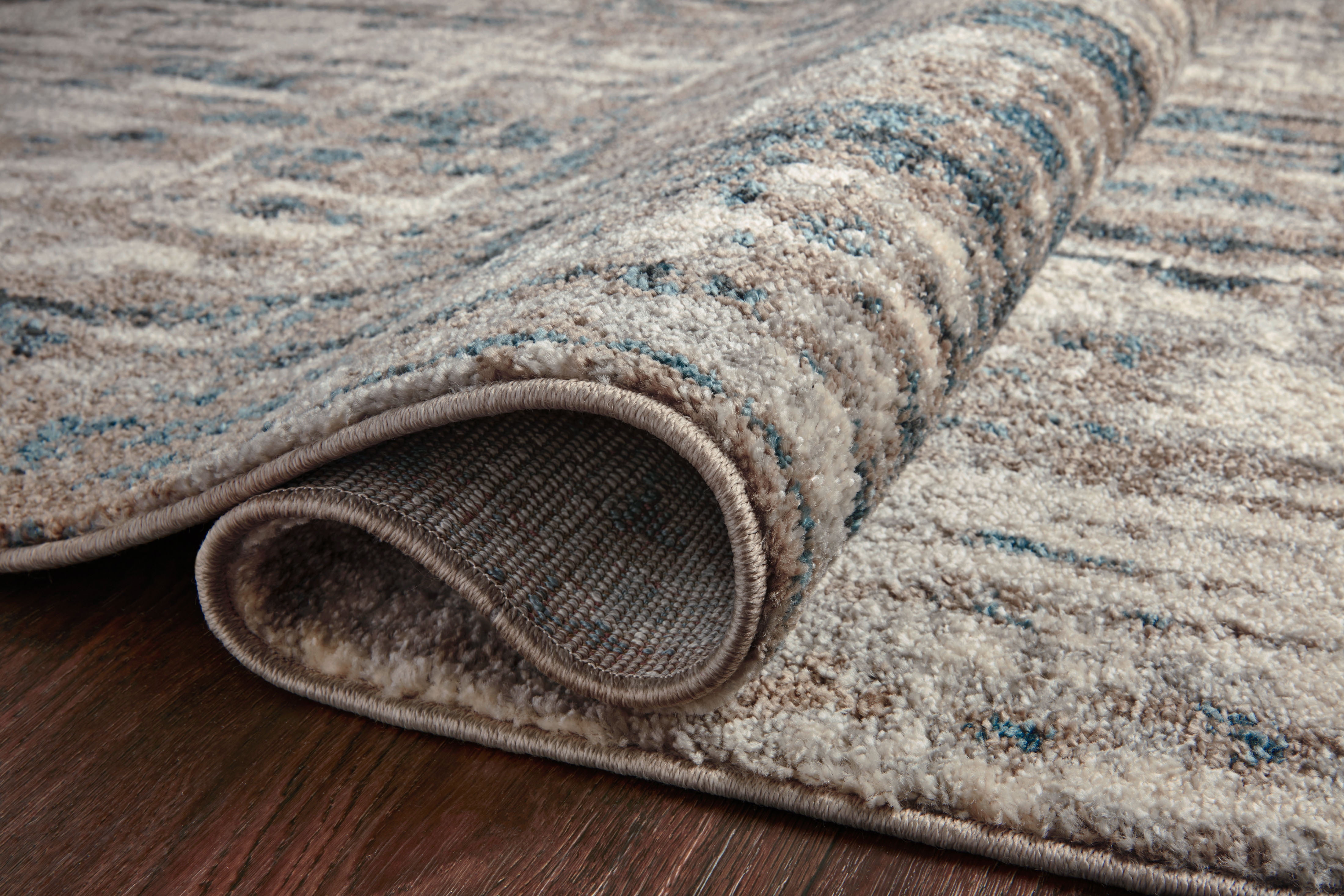 Loloi Spirit SPI-02 Abstract Stone / Blue Area Rug 9'-4" x 13'