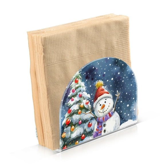 JSTEL Snowman Christmas Tree Napkin Holder for Table Cocktail Farmhouse, Paper Napkins Dispenser for Home Kitchen Coffee Shop Dining Room Decor