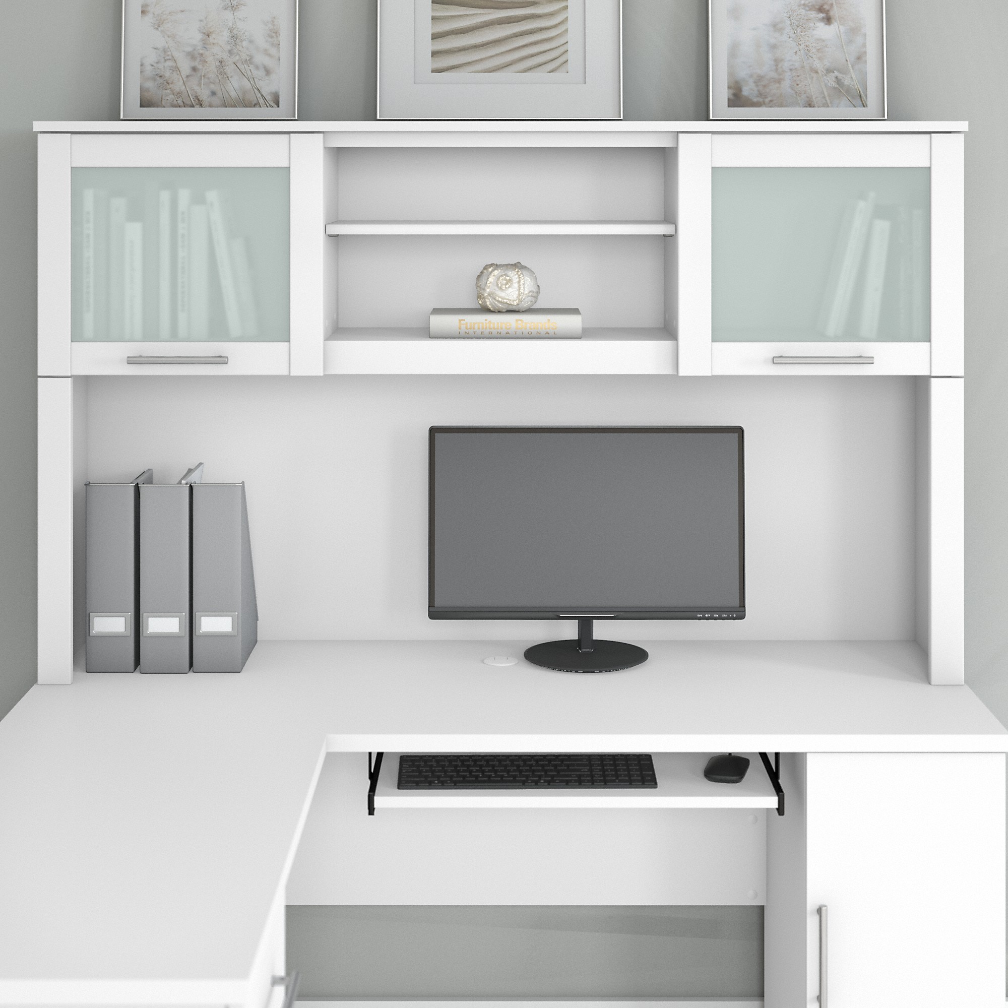 Bush Furniture Somerset 60 in 2-Door Hutch with Open Storage in White - fits on Somerset 60 in L Desk (Sold Separately) - image 2 of 8