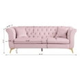 thumbnail image 7 of 87" Velvet Chesterfield Sofa,3 Seater Sofa with 2 Pillows,Button Tufted Upholstered Couch with Curved Arms,Accent Sofa with Padded Seater & Gold Metal Legs,for Living Room Bedroom Office, 7 of 7