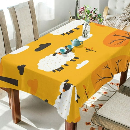 

WOBOGO Cute Cartoon Sheep Square Tablecloth 60×120in Polyester Fabric Tablecloth Washable Dust Resistant Wrinkle Resistant