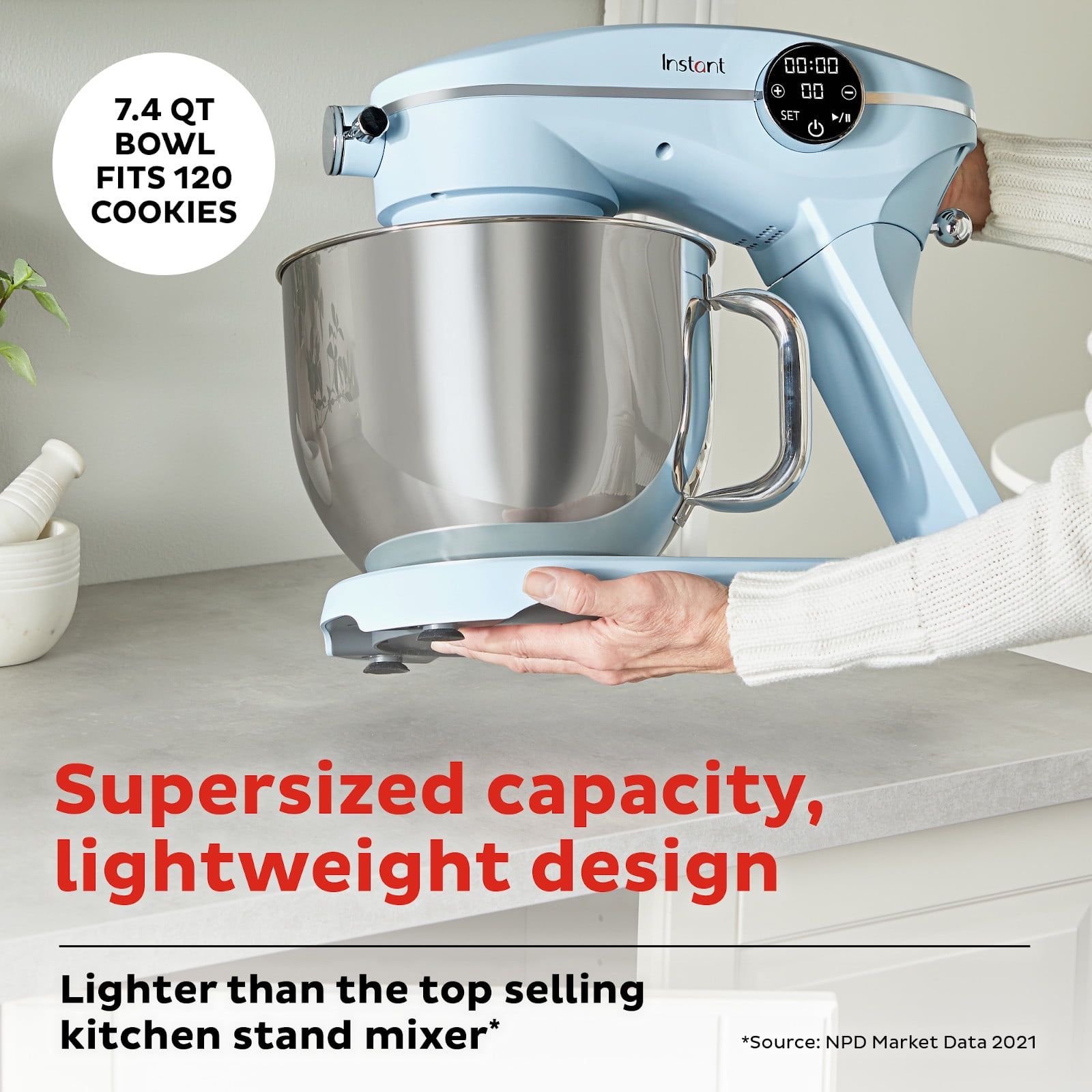 Instant Pot Stand Mixer Pro,600W 10-Speed Electric Mixer with  Digital Interface,7.4-Qt Stainless Steel Bowl,From the Makers of Instant  Pot,Dishwasher Safe Whisk,Dough Hook and Mixing Paddle,Blue : Everything  Else