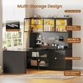 thumbnail image 6 of SEDETA L Shaped Office Desk with Storage, Large Home Office Desk with Power Outlets, LED Lights & Pegboard, Corner Computer Desk with 3 Drawers, 2-Tier Shelves & 3 Glass Doors, PC Workstation, Black, 6 of 9