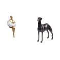 thumbnail image 1 of Figura de resina de chica estética y escultura de perro , estatua de personaje de arte abstracto creativo para decoración del hogar y la oficina, 1 of 8