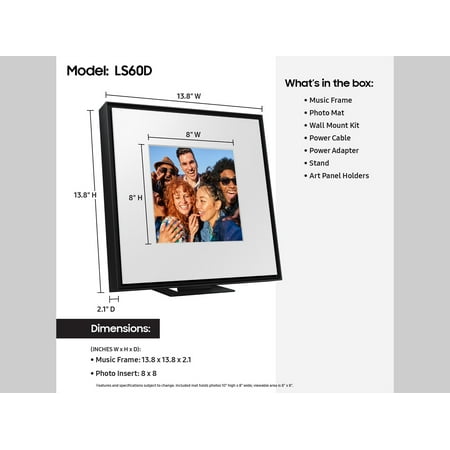 Samsung - HW-LS60D Music Frame Smart Speaker/Picture Frame, Dolby Atmos - Black