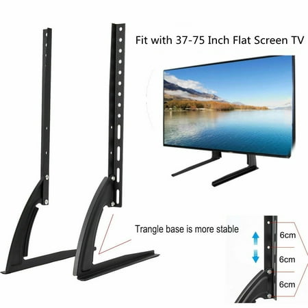 Ultra Slim TV Stands Universal Television Stand TV Pedestal Base Mueble Para Television Plasma Adjustable TV Stand, Fit with 37'' - 75'' LED Flat Screen TVs Loaded 99lbs