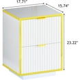 thumbnail image 2 of White and Gold Nightstand with 2 Fluted Drawers, 18 Inch Night Stand with Storage, White Night Stand with Golden Handles, Mid Century Modern Nightstand for Bedroom,White and Gold, 2 of 14