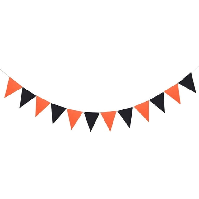 Monstrate Fiesta con banderas de guirnaldas elegantes y minimalistas: ambiente moderno, resistente y duradero sin esfuerzo Kits de decoración para fiestas naranja negro