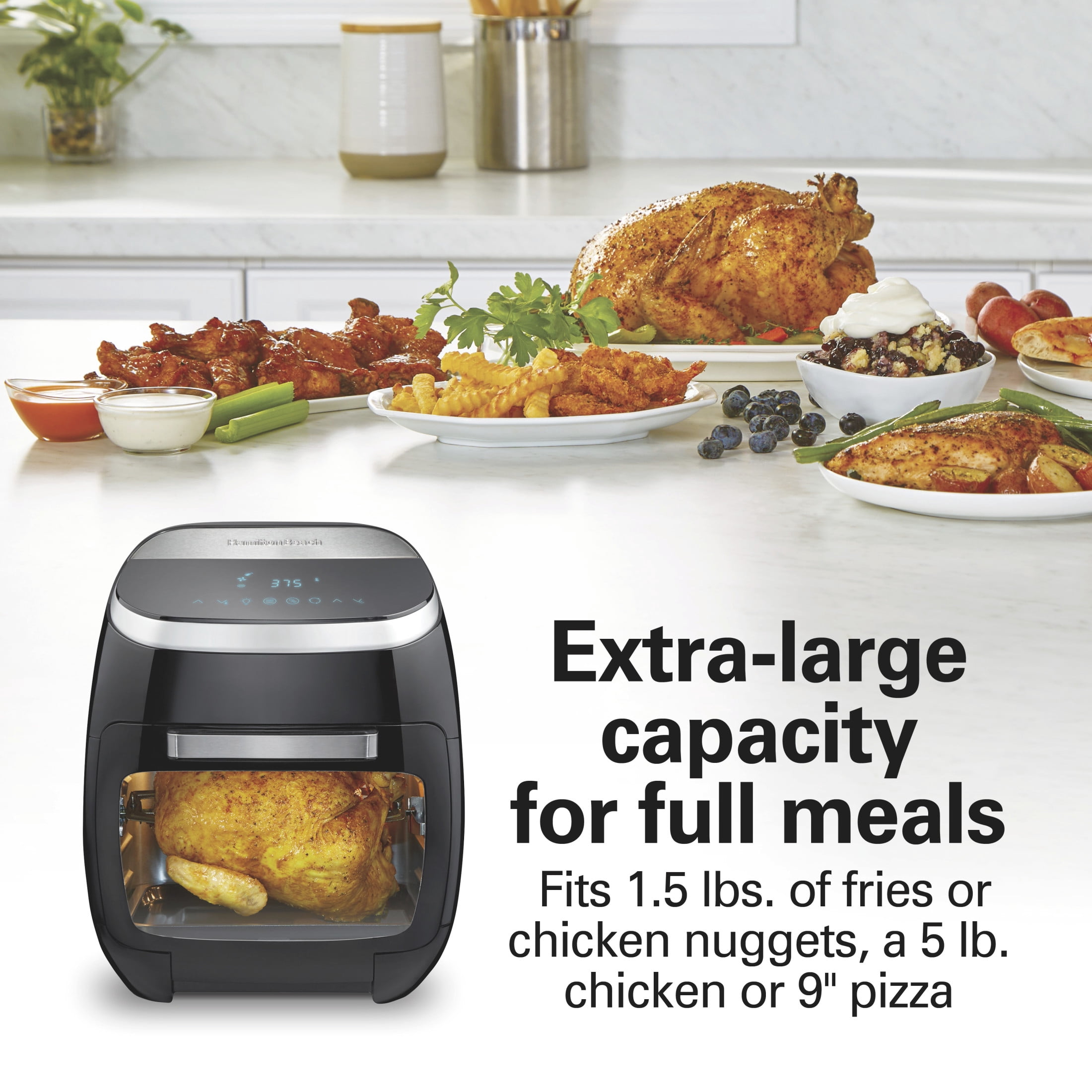Hamilton Beach 11.6 Quart Air Fryer Oven with Rotisserie, Black and Stainless Steel