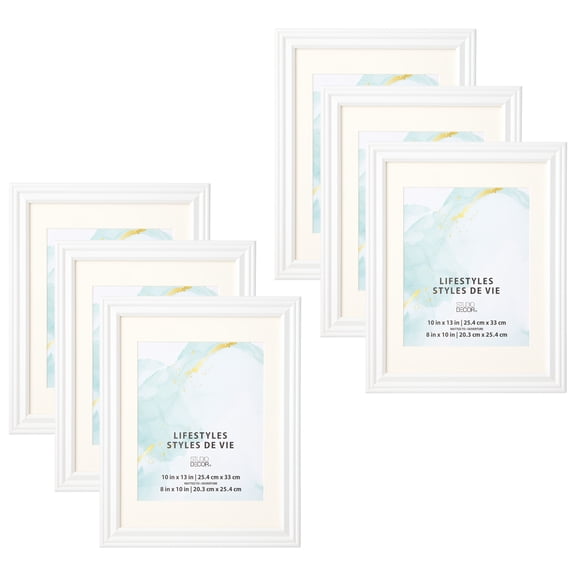 Studio Decor White 8" x 10" Frame with Mat, Lifestyles, 6 Pack