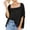*Black, variant on Women's Square Neck Cuffed Short Sleeve T-Shirt, Casual Loose Solid Color Tee Black,Women's Plus L