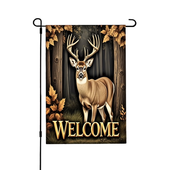 Amhnf Deer Welcome Garden Flag For Home Outdoor Garden Yard Decor 12x18 inch