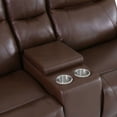 thumbnail image 6 of MAYEERTY Power Reclining Loveseat, Electric 2-Seat Leather Recliner with USB Charging, Storage & Cup Holders for Living Room, Reddish Brown, 6 of 7