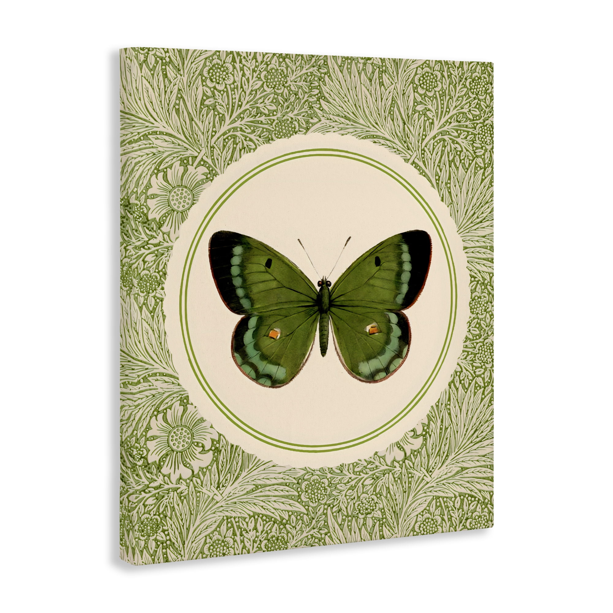 Stupell Industries Green Butterfly Botanical Medallion Canvas Wall Art, design by LSR Design Studio