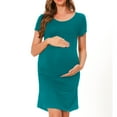 thumbnail image 2 of Bearsland Women's Summer Short Sleeve Maternity Dress Side Ruched Mama Pregnancy Bodycon Dress(S-XXXL), 2 of 6