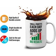 Trading Mug White 15oz - Small Profits Each Day Adds Up - Stock Market Trader Broker Financial Adviser Investor Eat Sleep Trading