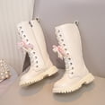 thumbnail image 6 of SZJXBUY Big Kid Winter Boots Preppy Side Zipper Lace Up Boots Fall Lug Sole Non Slip Punk Goth Mid Calf Riding Long Boot White,29, 6 of 9