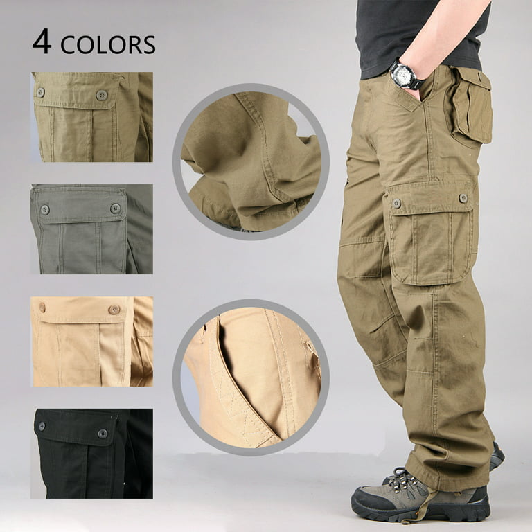 UK Mens Cargo Trousers 100% Cotton Work Trousers Tactical Combat Outdoor  Pants