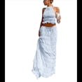 thumbnail image 2 of Conjunto de Dos Piezas de Falda Larga para Mujer, con Cuello Halter, Espalda Descubierta y Falda Larga para Salir de Verano. Azul XXL, 2 of 7