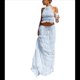 thumbnail image 2 of Conjunto de Dos Piezas de Falda Larga para Mujer, con Cuello Halter, Espalda Descubierta y Falda Larga para Salir de Verano. Azul XL, 2 of 7