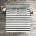 thumbnail image 2 of Ambesonne Striped Quilted Coverlet 3 Pcs, Grey and White Grunge, King Size, White Grey, 2 of 2