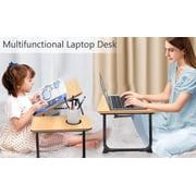 Laptop Bed Tray Table, Foldable Lap Desk for Bed and Sofa, Laptop Desk Notebook Stand for Eating Breakfast, Reading Book, Watching Movie on iPad,Walnut