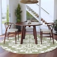 thumbnail image 5 of Baroque Sage Green Round Rug 5ft Washable Circle Kitchen Rugs Non Slip Vintage Damask Classic Floral Large Area Rug Indoor Floor Carpet for Bedroom Living Room Home Office Dining Room Nursery, 5 of 8