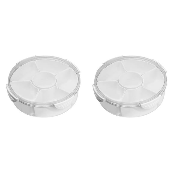 2PCS Divided Serving Tray with Lid, Snack Tray with Lid for Fruits Snacks Veggie Charcuterie Cheese – Portable for Picnic Travel Party Camping