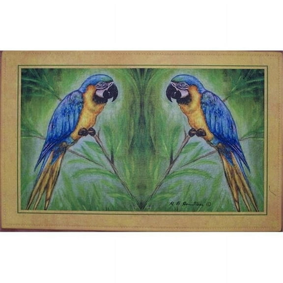 Betsy Drake  Blue Macaw Door Mat 18''x26''