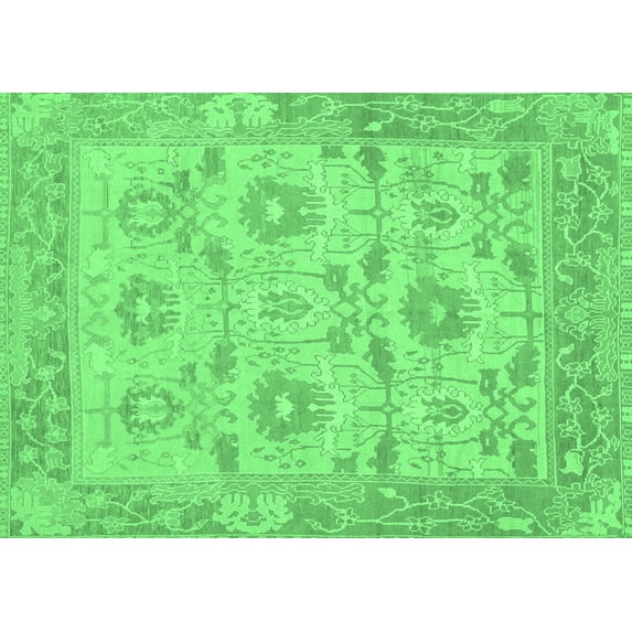 Ahgly Company Indoor Rectangle Abstract Emerald Green Modern Area Rugs, 8' x 12'