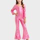 thumbnail image 3 of Mono para niños de color sólido con lentejuelas elegantes para fiestas de baile, actuaciones escolares, mangas largas, cuello redondo, pantalones acampanados, ropa combinada para fiestas y festivales,, 3 of 4
