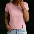 thumbnail image 4 of DeHolifer Women's T-Shirts Casual Cap Sleeve Solid Color Crewneck Lightweight Summer Tee Top Pink M, 4 of 7