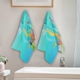 thumbnail image 3 of Sea Dolphin Fishes Hand Towels 2 PCS, Seahorse Shells Plants Kitchen Towel Ultra Soft and Highly Absorbent,Decorative Fingertip Face Towel for Bathroom Hotel, 28.3"x14.4", 3 of 4