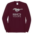 thumbnail image 2 of Wild Bobby, Ford Mustang Logo 50 Years Vintage Emblem, Cars and Trucks, Men Long Sleeve Shirt, Maroon, 3X-Large, 2 of 4