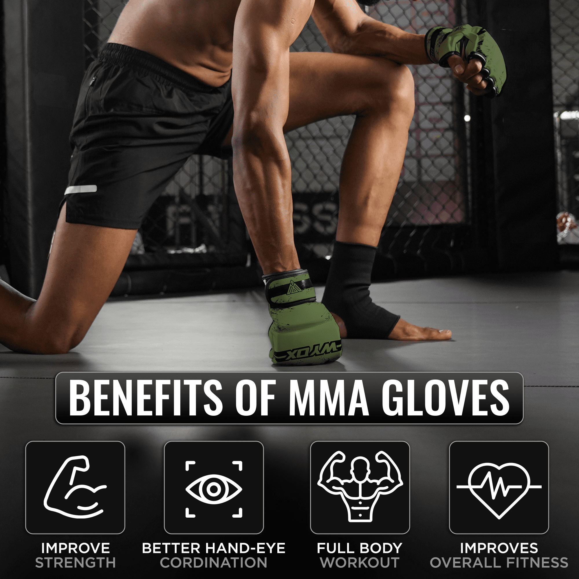 WYOX MMA Gloves for Men Adults, Training & Sparring Gloves with Wrist Support, Padded Knuckle Protection for Boxing, Kickboxing & Martial Arts