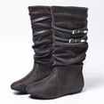 thumbnail image 5 of Women's Extra Wide Calf Knee High Slouchy Boots, Wide Width Tall Boots with Flat Heel Side Zipper Gray 8.5(41), 5 of 6