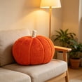 thumbnail image 3 of Pumpkin-Shaped Sofa Cushion for Fall and Holiday Home Decor - Soft Velour Pillow for Thanksgiving, Halloween, and Seasonal Interior Styling(Orange), 3 of 5