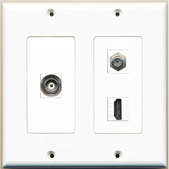 RiteAV - 1 Port HDMI 1 Port Coax Cable TV- F-Type 1 Port BNC - 2 Gang Wall Plate