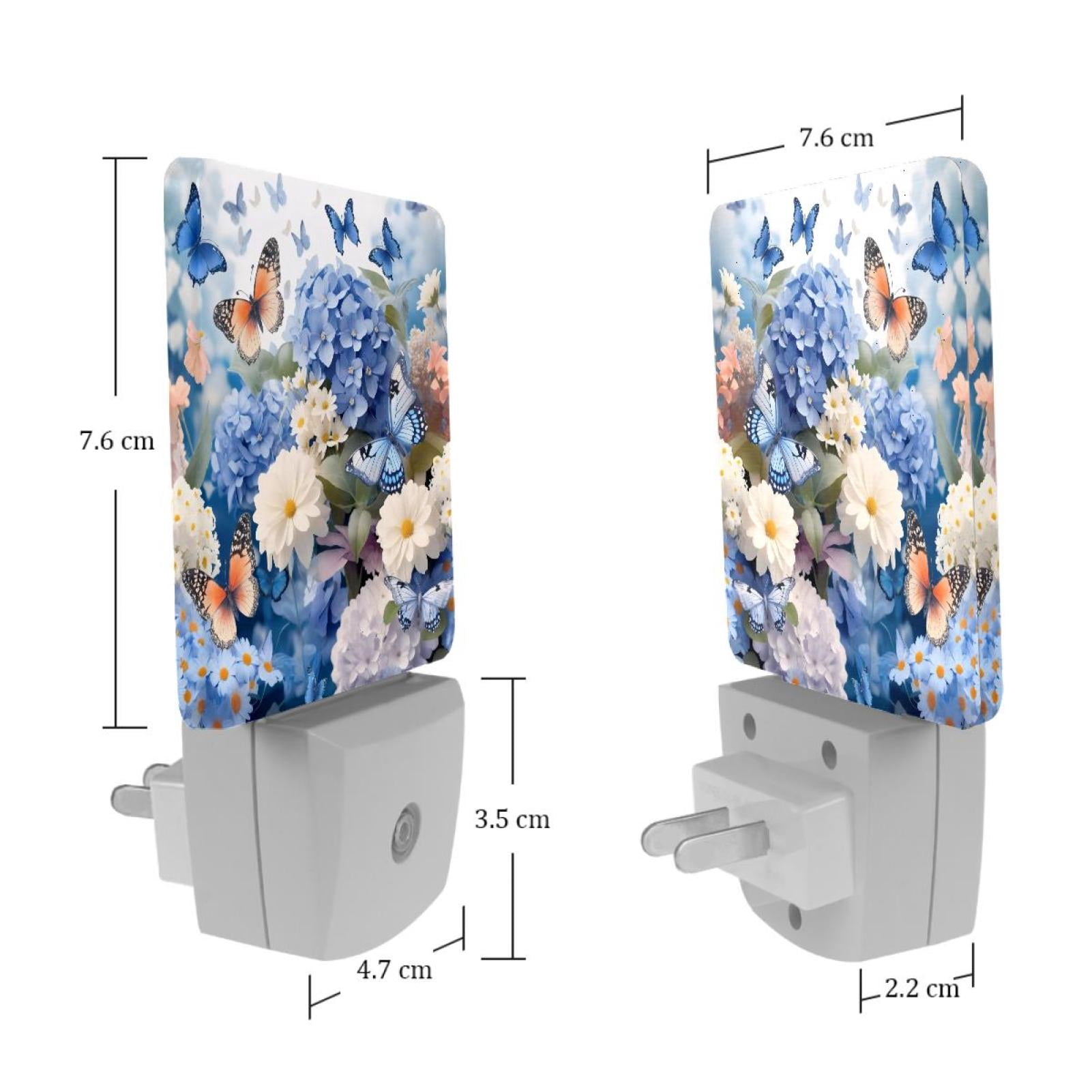 PhooArto Daisies Floral Butterfly and Hydrangeas Plug in LED Night Light Auto Sensor Dusk to Dawn Decorative Night for Bedroom, Bathroom, Kitchen, Hallway, Stairs, Baby's Room, Energy Saving