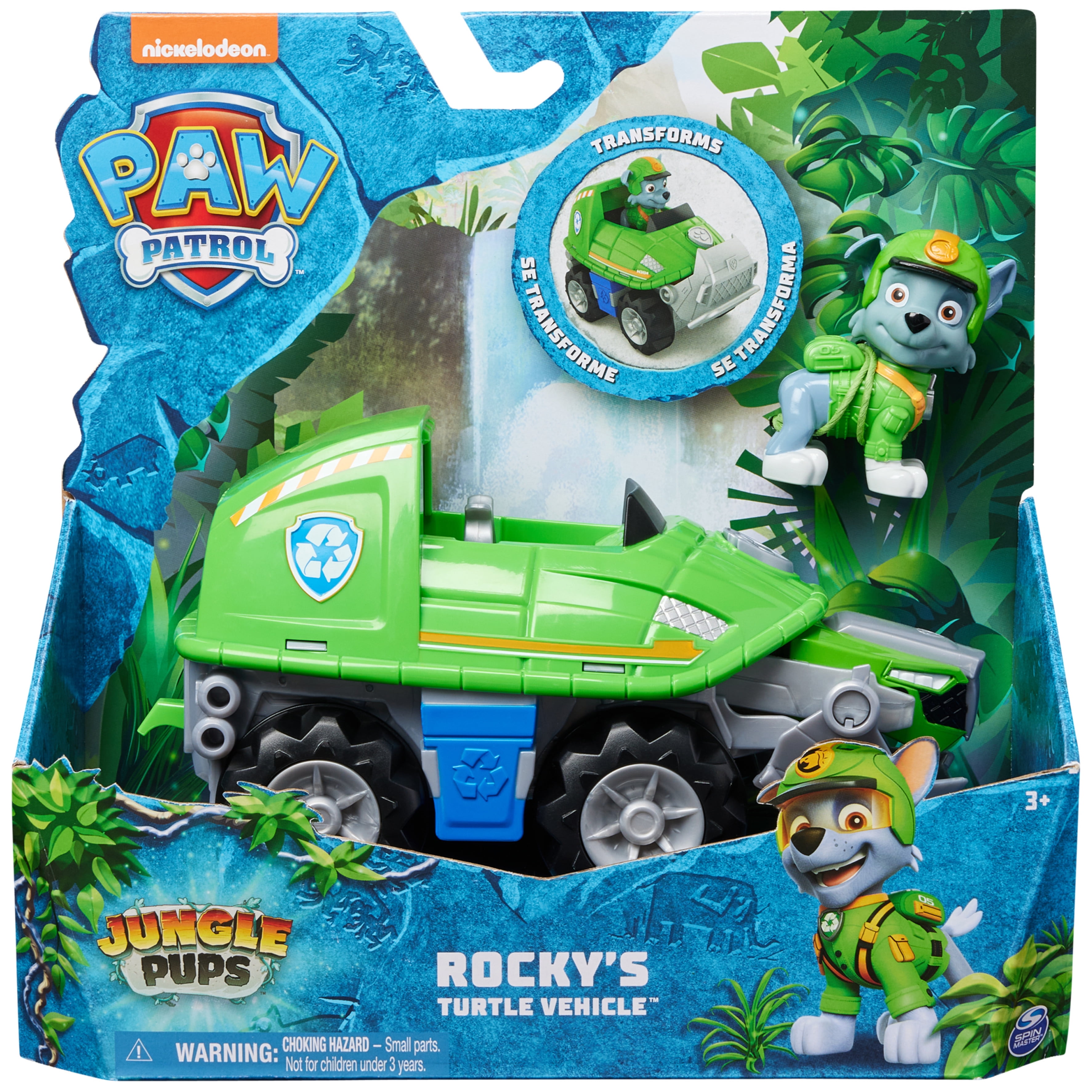 PAW Patrol Jungle Pups, Rocky Turtle Vehicle with Figure, Toys for Kids Ages 3 and Up
