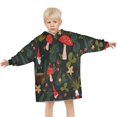 thumbnail image 3 of Red Mushroom Gnome Dark Green Pattern Blanket Hoodies for Kids 6-13YR Oversize Wearable Blanket Hoodies for Boys Girls Teens, 3 of 7