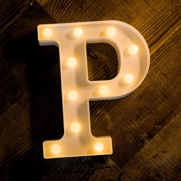 Luces LED con letras, letrero iluminado, letrero con letras para luz nocturna, boda/fiesta de cumpleaños, lámpara de Navidad alimentada por batería, decoración de Bar para el hogar BANYUO Electrónica