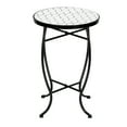 thumbnail image 3 of Veryke Outdoor Round Bistro Side Table with White Mosaic Glass Top for Patio Porch Beach, 3 of 7
