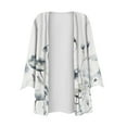 thumbnail image 2 of Sksloeg Women's 3/4 Length Sleeve Tops Sport Classic Vintage Flower Printed Cardigans for Women Trendy Summer Button Down Shawl Collar Tops,White L, 2 of 5