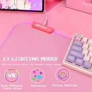 Pink RGB Gaming Mouse Pad 31.5x12 Inch PC XL Large Extended Glowing Led Light Up Desk Pad Non-Slip Rubber Jmiyav Base Computer Keyboard and Mouse Pad Cool Cute Mousepad Mat