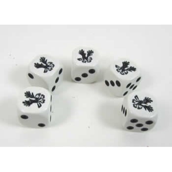 Eagle Dice Game White Opaque Dice with Black Pips D6 16mm (5/8in) Koplow Games