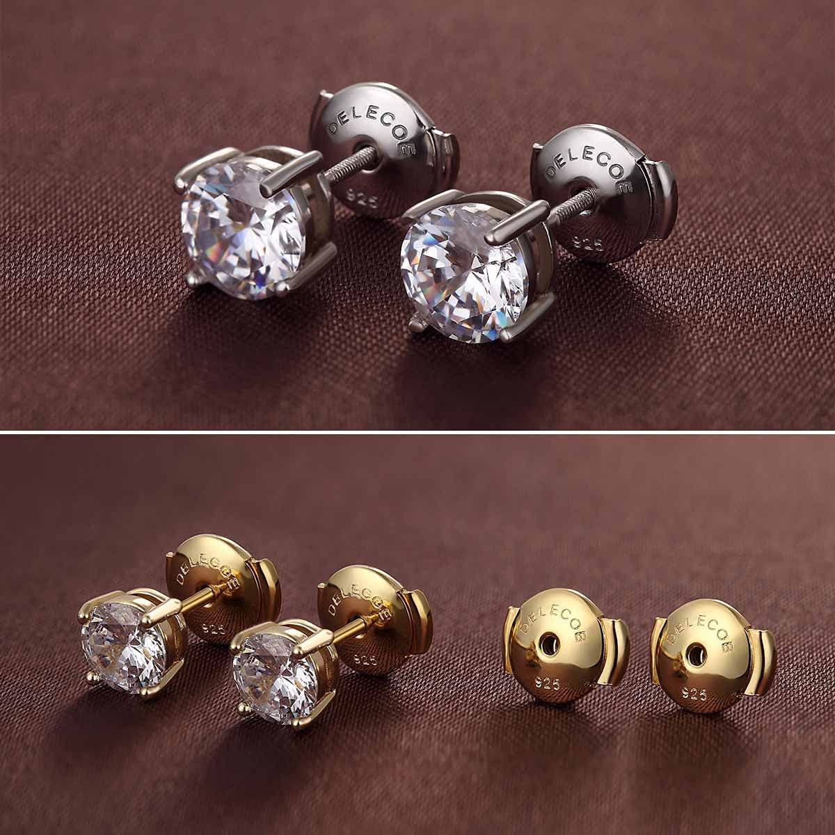 2-Pairs Silver Locking Earring Backs Secure for Diamond Studs